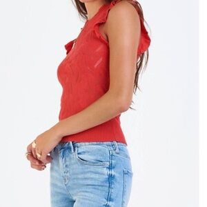 DEAR JOHN DENIM betty crew sweater tank in red rose small